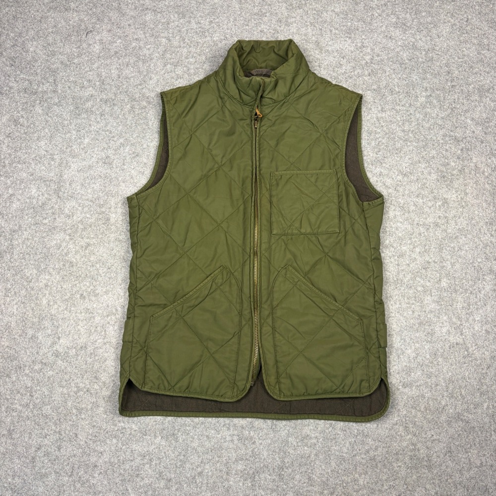 J.Crew Mens Quilted Puffer Vest Olive Green Military Style XS NX-631